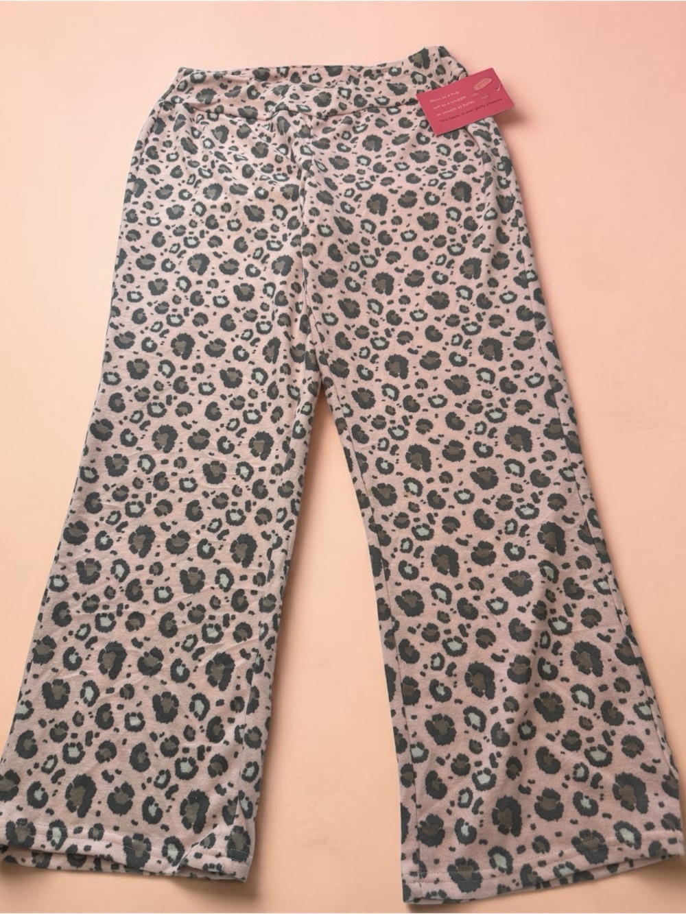 Leopard-Print Wide-Leg Pajama Pants in Blush Pink